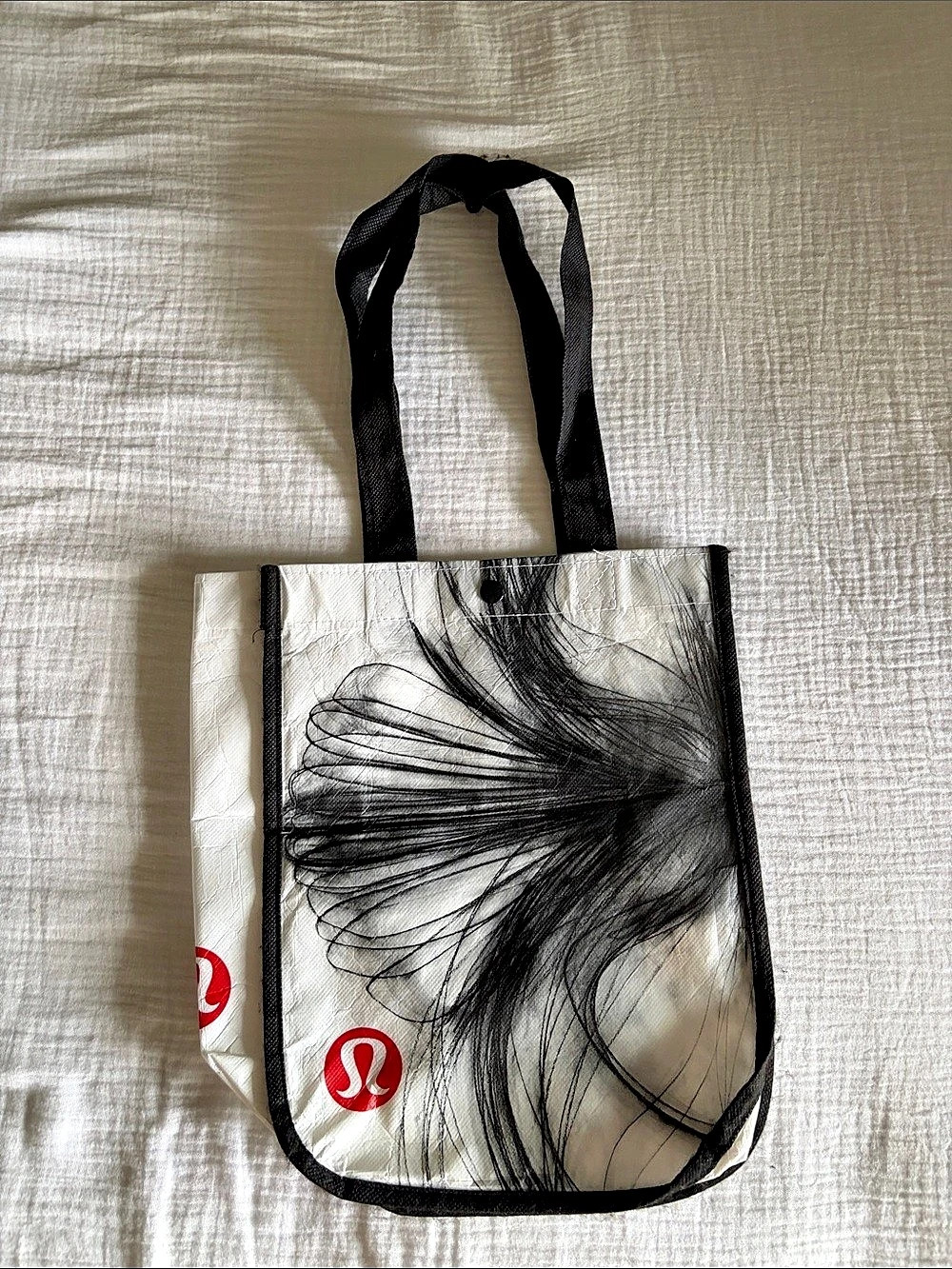 Lululemon Black and White Graphic Reusable Shopping Tote Bag